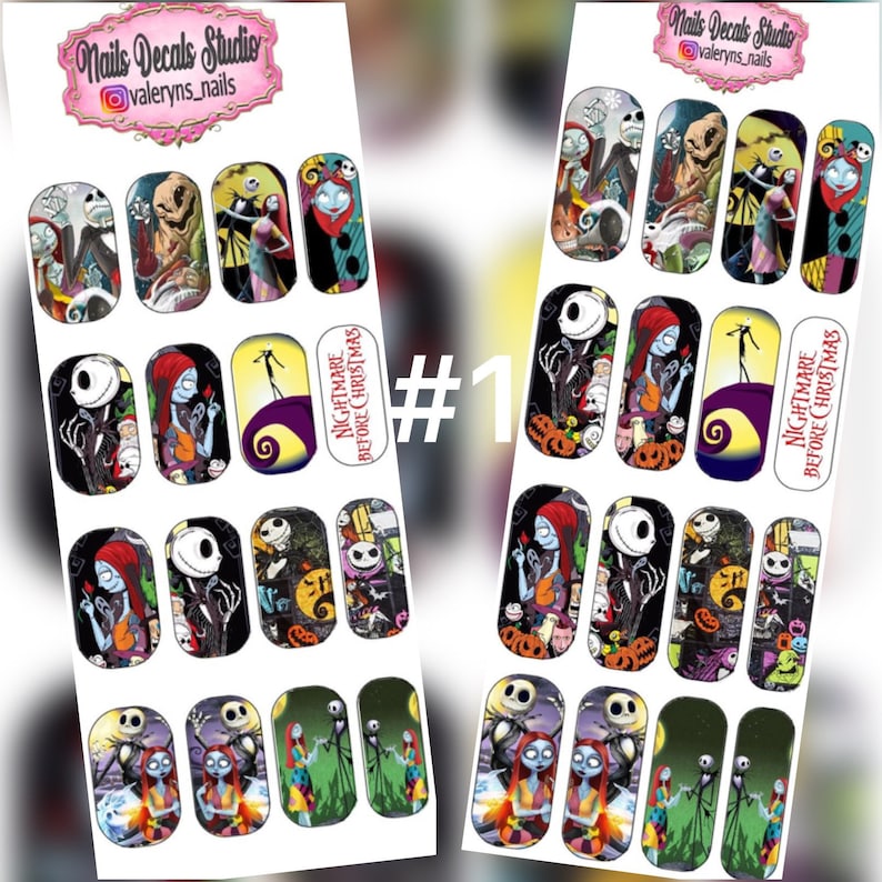 Nightmare Before Christmas Waterslide Nails Decals Nail Sticker Etsy