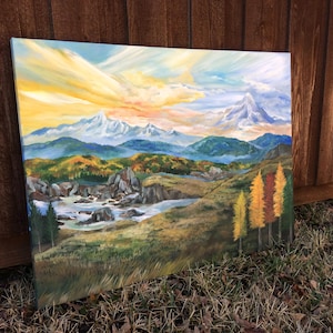 Fall Country Mountain Landscape Painting (shipping included in price.)