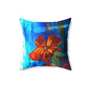 Red Flower Square Pillow, 47+ usd (shipping included in price.)