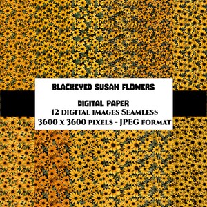 Black-eyed Susan Flowers Digital Paper - Seamless for Scrapbook, Junk Journal, Cards (Digital Download)