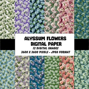 Alyssum Flowers Digital Paper – Seamless for Scrapbook, Junk Journal, Cards (Digital Download)