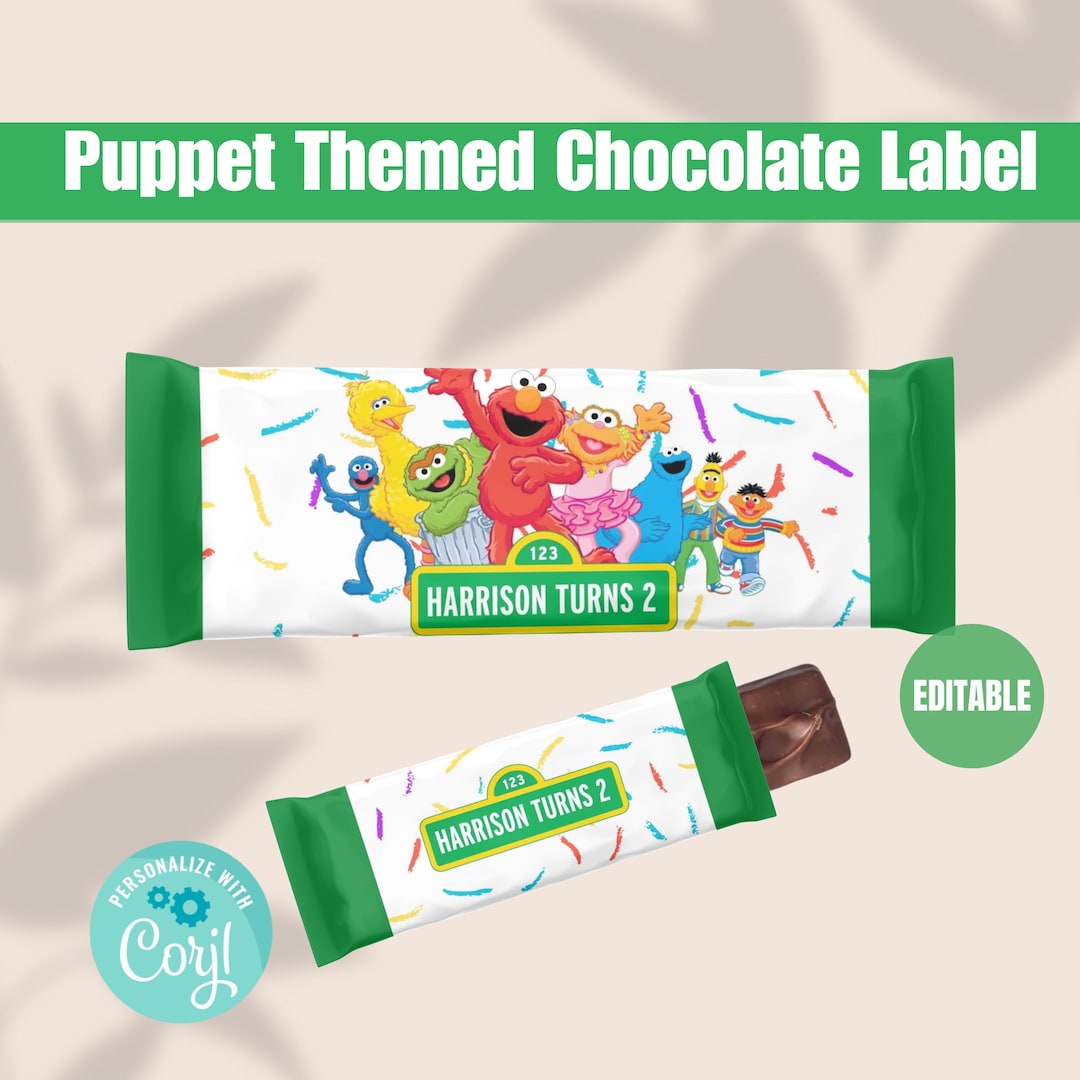 Puppet Labels EDITABLE Puppet Chocolate Bundle | Chocolate Label | Party Favors ...