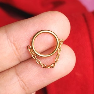 IMPLANT GRADE Titanium Chain Septum Ring, Anneau de nez, Cerceau clicker articulé, 16g 8mm, 10mm