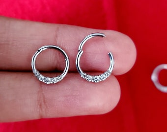 Daith, Septum Clicker, Hinged Segment Nose Ring 16G. 8mm, 10mm  316L Surgical Steel