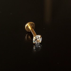 16G Cartilage Oreille Stud 316L Acier Chirurgical Or 2mm 3mm 4mm Blanc CZ Vis À Dos Plat 6mm 8mm Labret Tragus