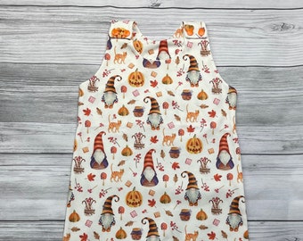 Organic Cotton Romper, Halloween gnomes, Pumpkin, Gender Neutral, Baby Toddler Clothing, Baby Shower Gift, Fall Baby Clothes, Harem Romper