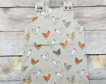 Chickens Farm Animals Print Organic Baby Romper, Harem Romper, Trendy Baby, Gender Neutral, Toddler Romper, Baby Shower Gift, Chickens Theme