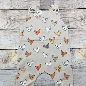 Chickens Farm Animals Print Organic Baby Romper, Harem Romper, Trendy Baby, Gender Neutral, Toddler Romper, Baby Shower Gift, Chickens Theme