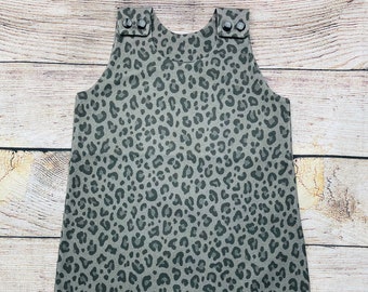 Leopard Gray Unisex Baby Romper, Organic baby Romper, Harem Romper, Toddler Jumpsuit, Organic Baby Clothing, Trendy Baby, Baby Gift