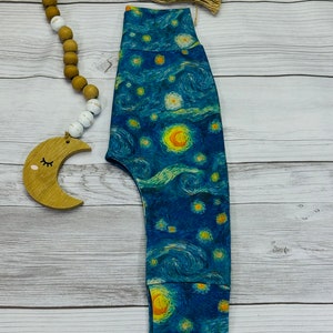 Van Gogh Starry Night, Organic Baby Pants, Toddler Leggings, Harem Pants, Organic clothes, Baby Gift, Baby Shower Gift , baby Joggers imagem 3