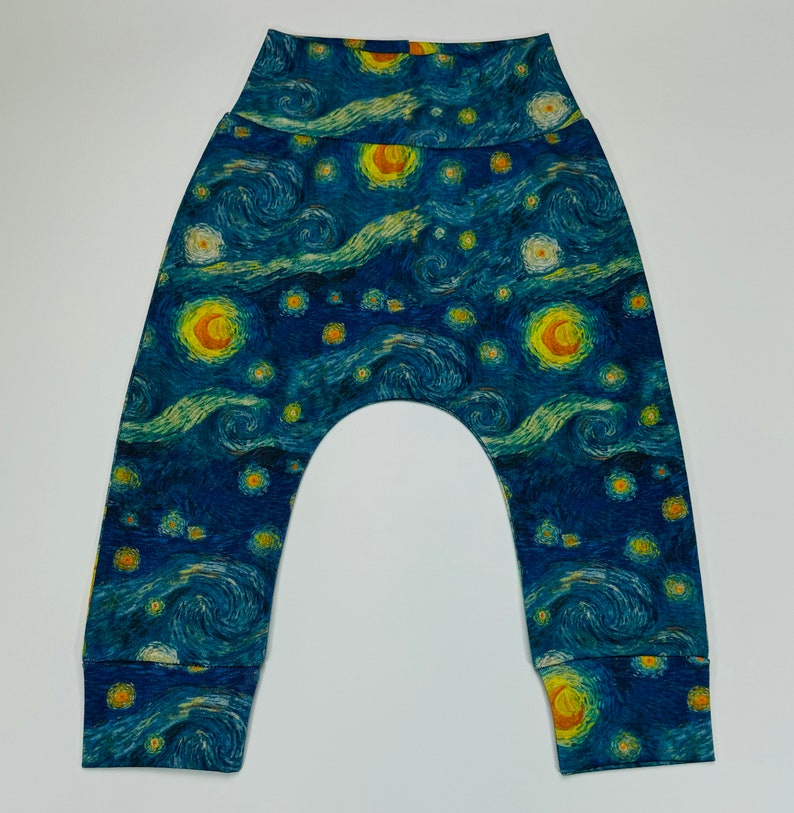 Van Gogh Starry Night, Organic Baby Pants, Toddler Leggings, Harem Pants, Organic clothes, Baby Gift, Baby Shower Gift , baby Joggers image 2