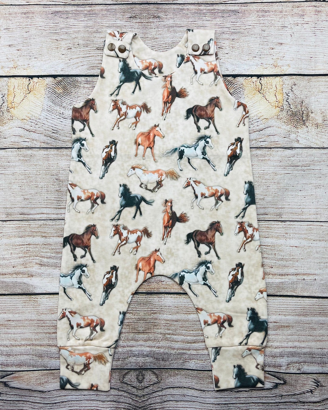 Horses Baby Organic Romper, Gender Neutral Romper, Gift for Baby, Harem