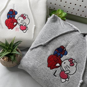 Cute Spider Kitty Embroidered Matching Hoodies/Crewneck, FREE SHIPPING image 1