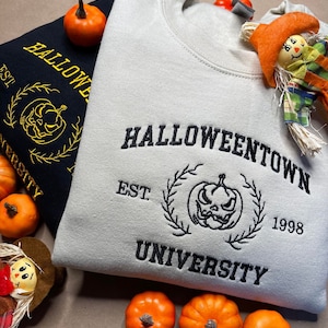 Halloween town university embroidered crewneck, college pullover FREE SHIPPING