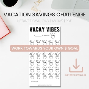 Défi d&#39;épargne de fonds de vacances | Économies de vacances | Défi d&#39;épargne A6 | Défi d&#39;épargne voyage | Défi d&#39;épargne du classeur budgétaire