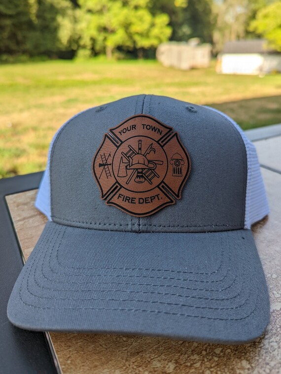 Fire Department Hat Custom Leather Patch Firefighter Gift Etsy