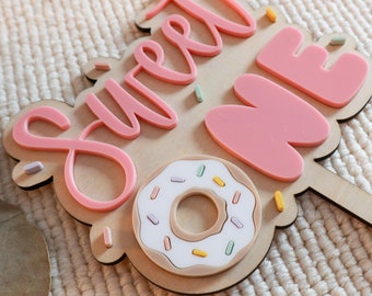 Sweet One Cake Topper | Donut Cake Topper | Birthday Theme | Girl Birthday | Sprinkles | She's A Sweet One Birthday | Cake Topper| Girl