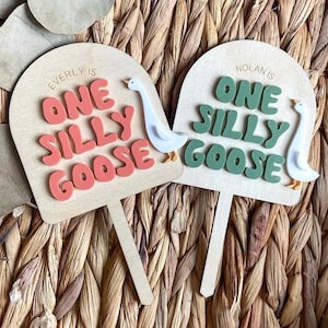 One Silly Goose Cake Topper | First Birthday | Boy Birthday | Girl Birthday | Mother Goose | Silly Goose |  Personalized Birthday | Cake