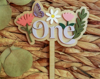 Wildflower Birthday Cake Topper | Wild Flowers First Birthday Decor |  Floral | Girl Birthday | Wild and Onederful | Onederful | Butterfly