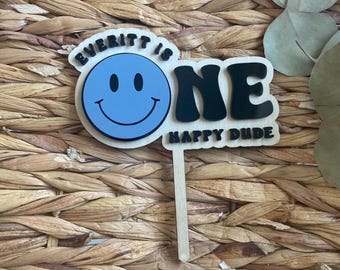 One Happy Dude Cake Topper | First Birthday Cake Topper | Custom First Birthday Decor | One Birthday Topper | Personalized