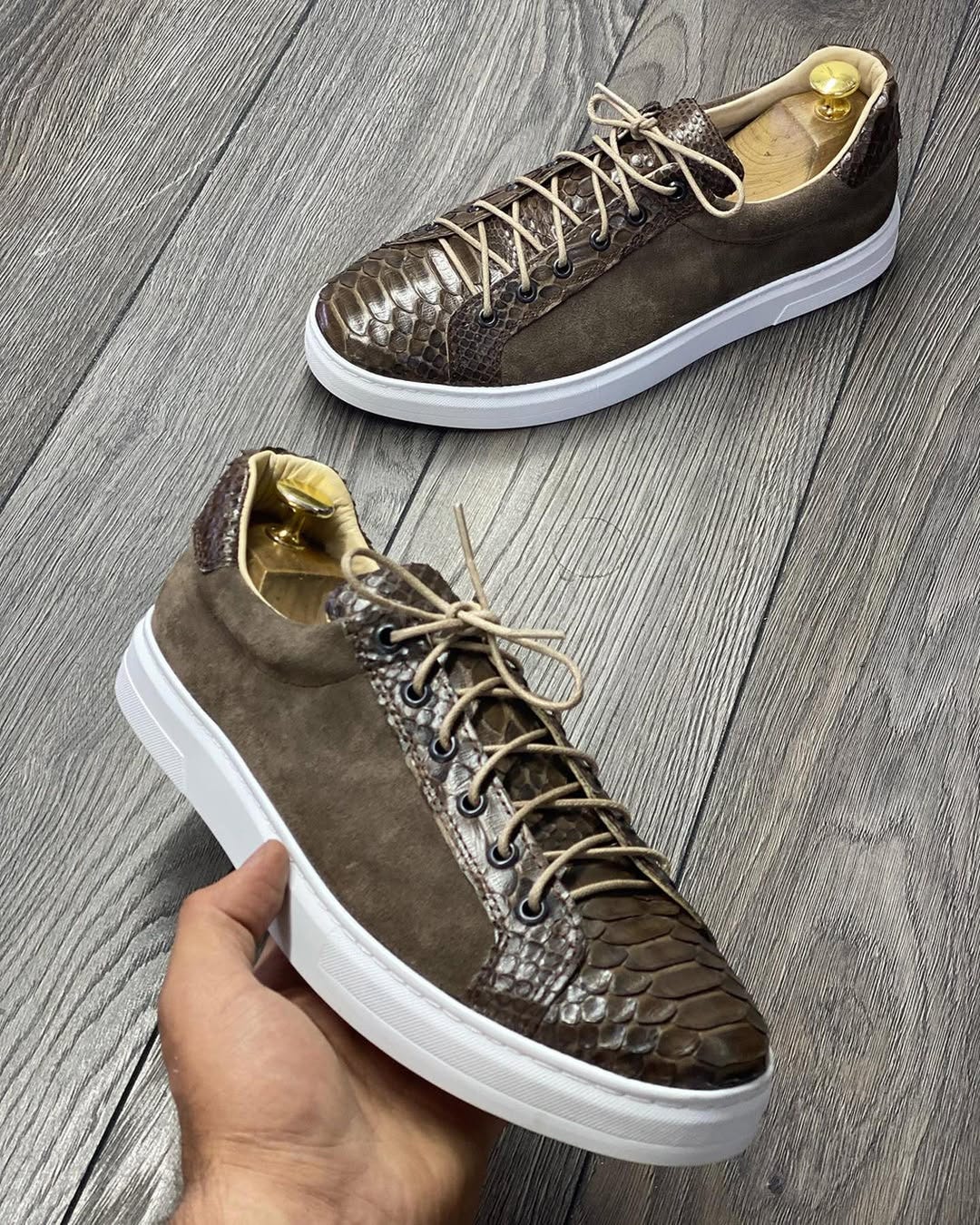 Genuine Olivaceous Moss Green Python Skin Tie Sneakers - Etsy