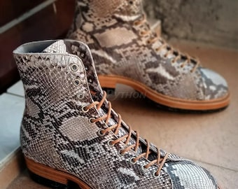 70%-off for Bulk Order, DM! Genuine Natural Color Python Skin Boots