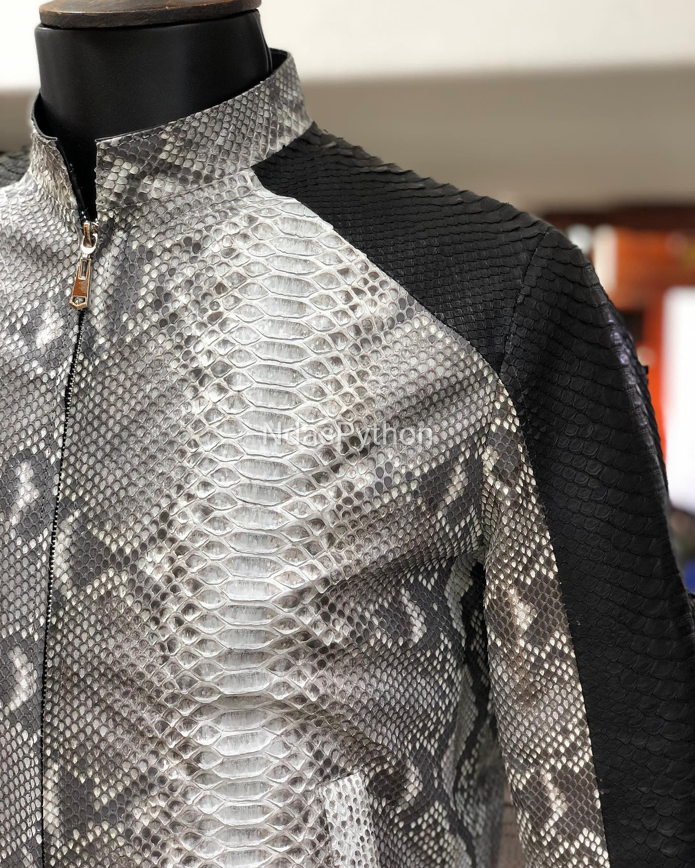 White Exotic Genuine Python Jacket, Real Snake Skin, Snake Skin Jacket ...