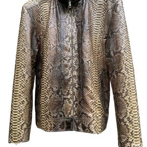 70%-off for Bulk Order, DM! Cream Exotic Genuine Python Jacket, Real Snake Skin, Snake Skin Jacket, , Jacket For Unisex