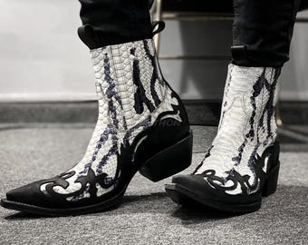 70%-off for Bulk Order, DM! Genuine Natural Color Python Skin Boots