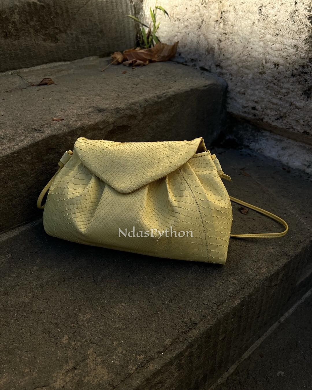 Yellow Genuine Python Shoulder Bag, Real Snake Skin, Natural Python ...