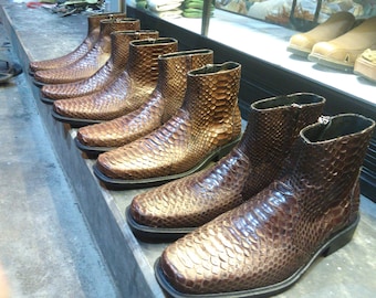 70%-off for Bulk Order, DM! Brown Python Skin Boots