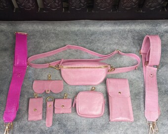 Modular Lizard & Python Leather Bag Set: Convertible Travel Belt Bag - BOGO