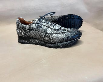 Genuine Natural Python Skin Tie Sneakers