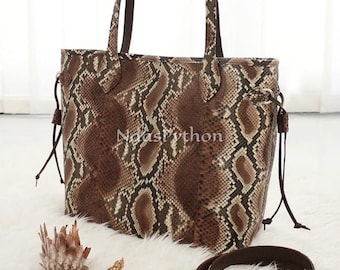 Genuine Python Top Handle Bag: Real Snake Skin Handbag