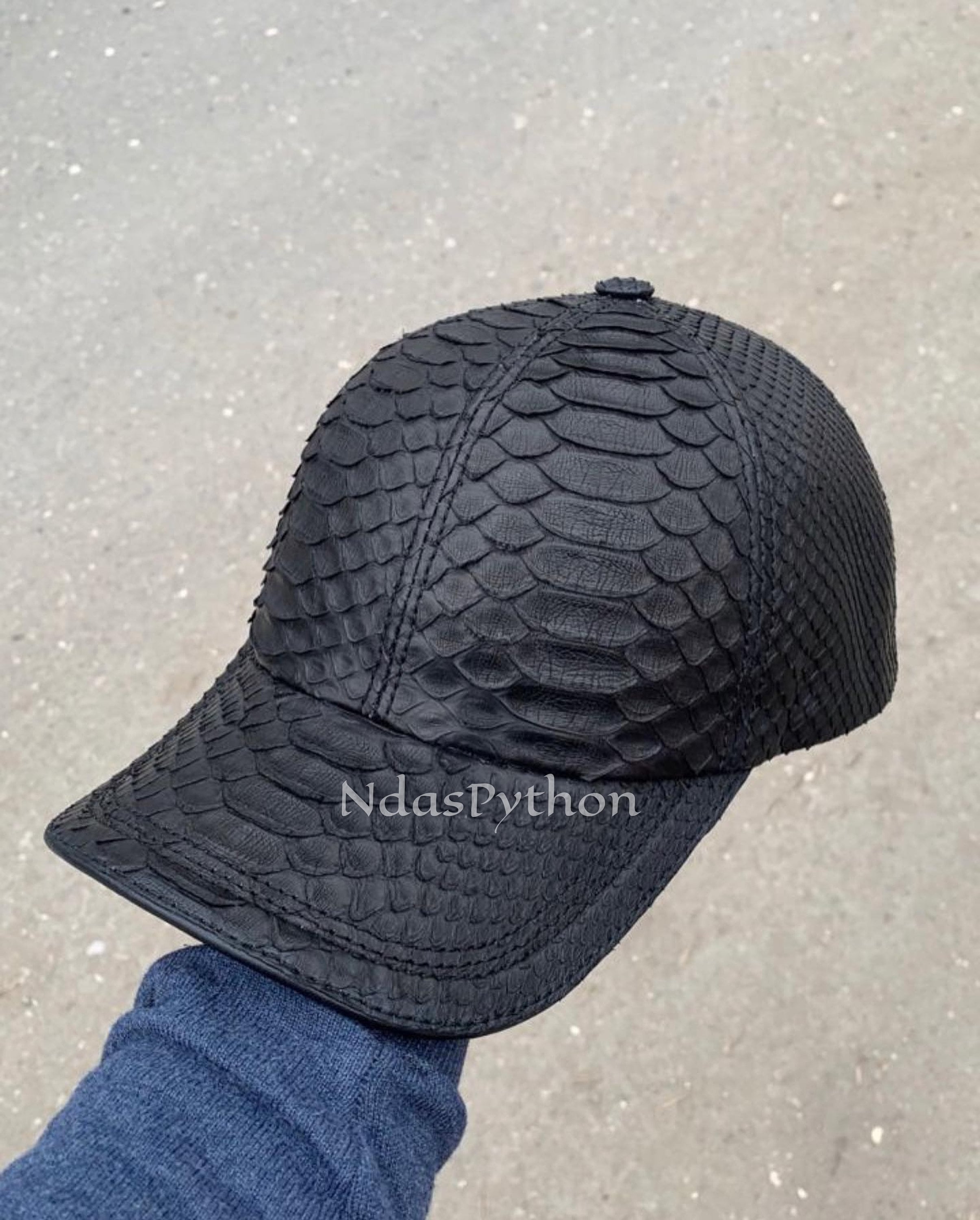 Black Genuine Python Caps, Python Hats, Python Caps, Real Snake Skin ...