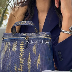70%-off for Bulk Order, DM! Purple Genuine Python Top Handle Bag, Real Snake Skin, Natural Python Skin, Genuine Python Bag, Python Handbag