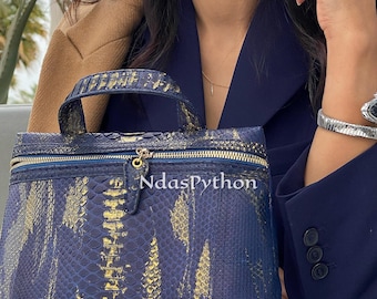 70%-off for Bulk Order, DM! Purple Genuine Python Top Handle Bag, Real Snake Skin, Natural Python Skin, Genuine Python Bag, Python Handbag
