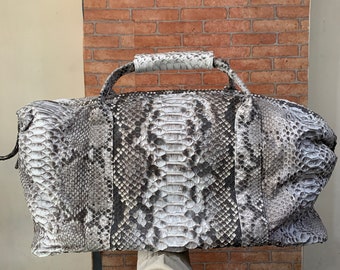 Bolso de mano de piel exótica con asa superior de pitón dragón