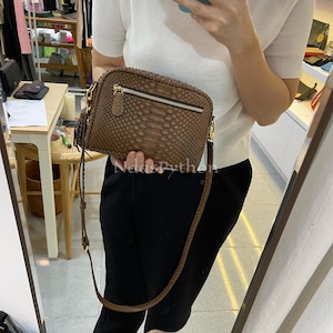 70%-off for Bulk Order, DM! Brown Genuine Python Shoulder Bag, Real Snake Skin, Natural Python Skin, Genuine Python Bag, Python Handbag