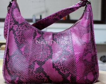 70%-off for Bulk Order, DM! Purple Genuine Python Shoulder Bag, Real Snake Skin, Natural Python Skin, Genuine Python Bag, Python Handbag