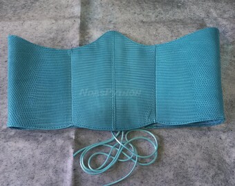 Ceinture corset à lacets en lézard et python : serre-taille réglable en peau de serpent - BOGO