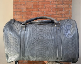 70%-off for Bulk Order, DM! Gray Genuine Python Top Handle Bag, Snake Skin Handbag, Exotic Leather, Luxury Handbag, Summer Handbag