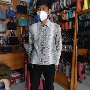 70%-off for Bulk Order, DM! Spartan White Genuine Python Jacket, Real Snake Skin, Snake Skin Jacket