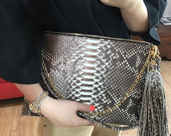 70%-off for Bulk Order, DM! Natural Genuine Python Shoulder Bag | Natural Python Skin | Genuine Python Bag | Python Handbag