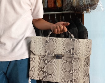 70%-off for Bulk Order, DM! Gray Exotic Genuine Python Top Handle Bag