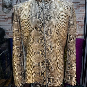70%-off for Bulk Order, DM! natural cream Exotic Genuine Python Jacket, Real Snake Skin, Snake Skin Jacket, , Jacket For Unisex
