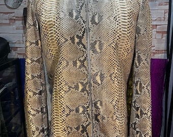70%-off for Bulk Order, DM! natural cream Exotic Genuine Python Jacket, Real Snake Skin, Snake Skin Jacket, , Jacket For Unisex