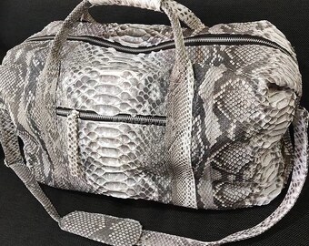 24in Genuine Python Leather Top Handle Bag: Exotic Snakeskin Handbag
