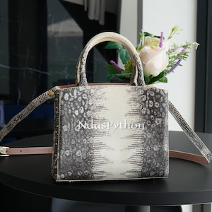 70%-Rabatt für Sammelbestellung, DM! Graue echte Eidechse Top Griff Tasche, echte Eidechse, natürliche Eidechse, echte Eidechse Tasche, Eidechse Handtasche