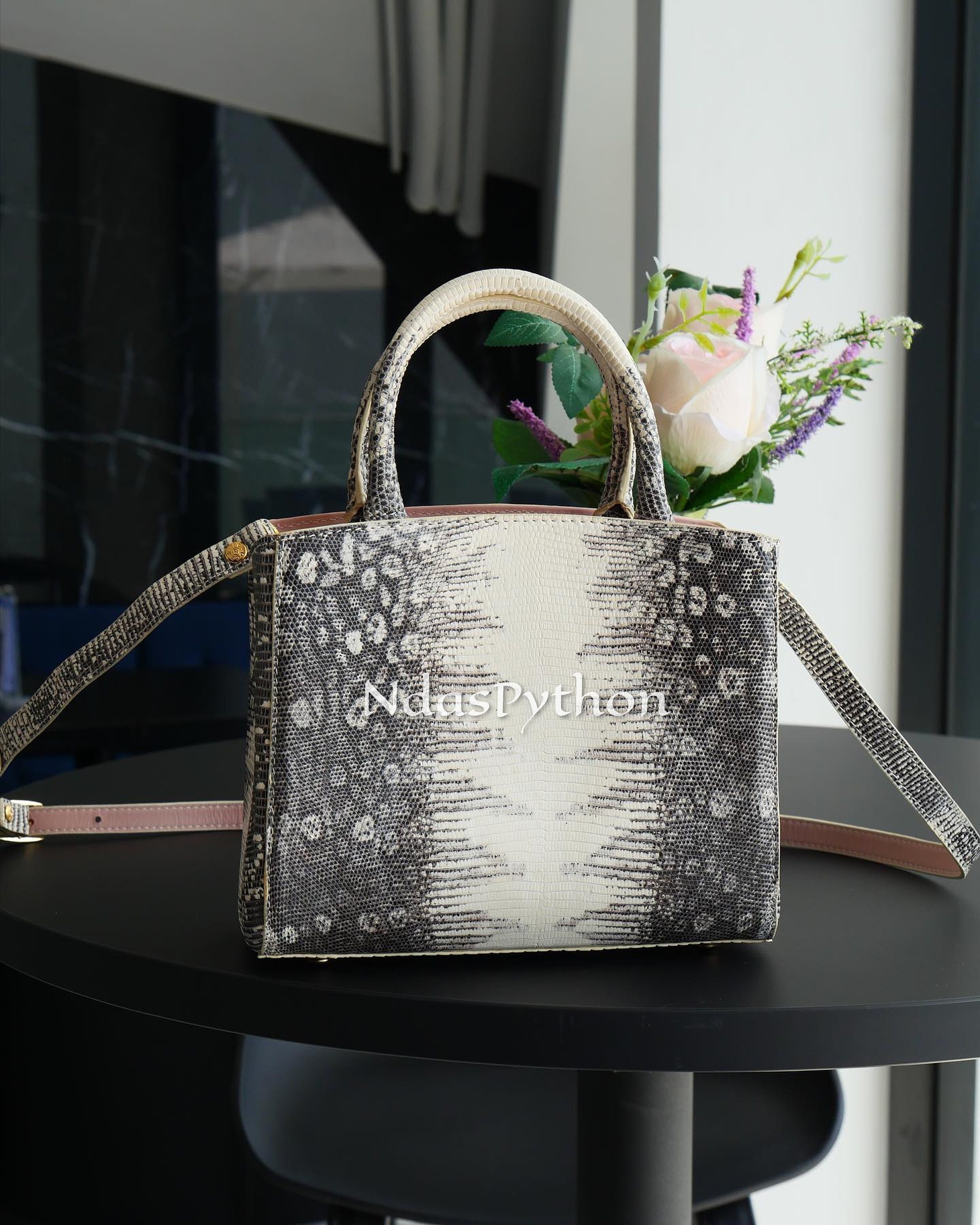 70%-off for Bulk Order, DM! Gray Genuine Lizard Top Handle Bag